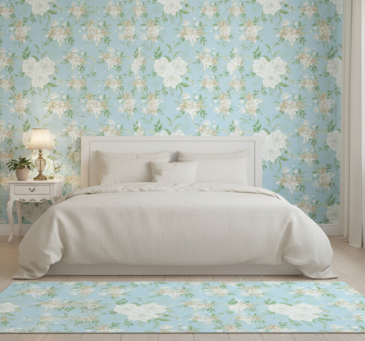 Papel pintado dormitorio estilo grandmillenial floral - TenVinilo