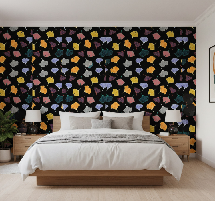 Papel pintado dormitorio hoja de ginkgo - TenVinilo