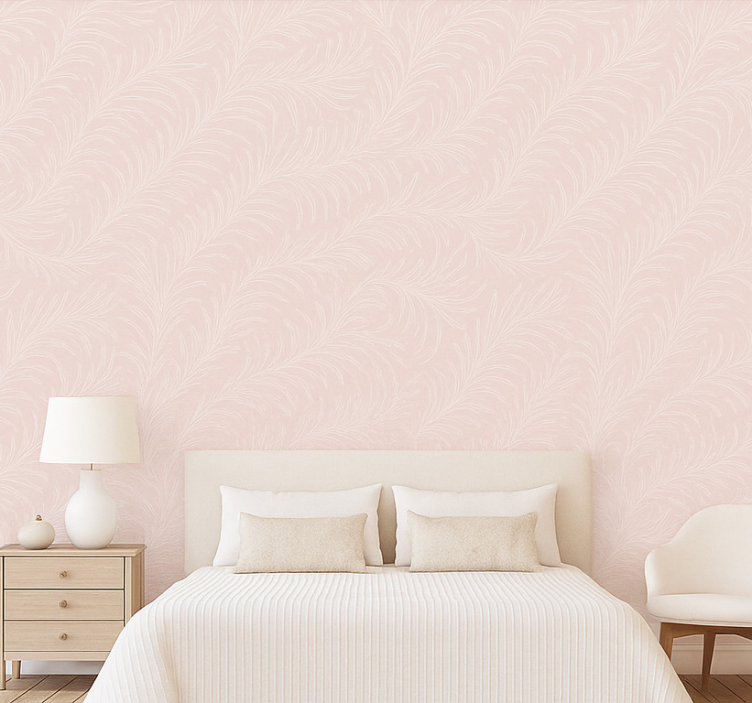 Papel pintado dormitorio matrimonio botánico rosa suave - TenVinilo