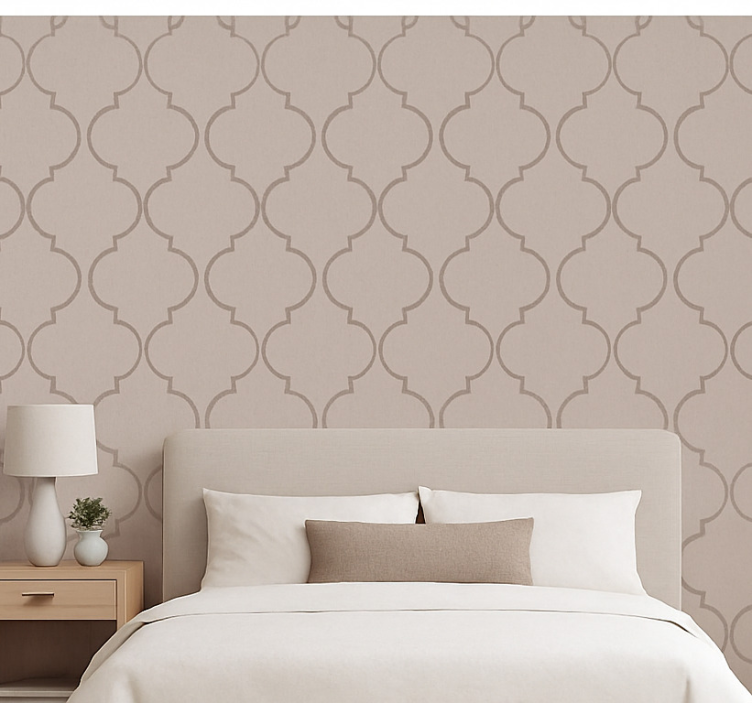 Papel pintado dormitorio matrimonio efecto lino taupe - TenVinilo