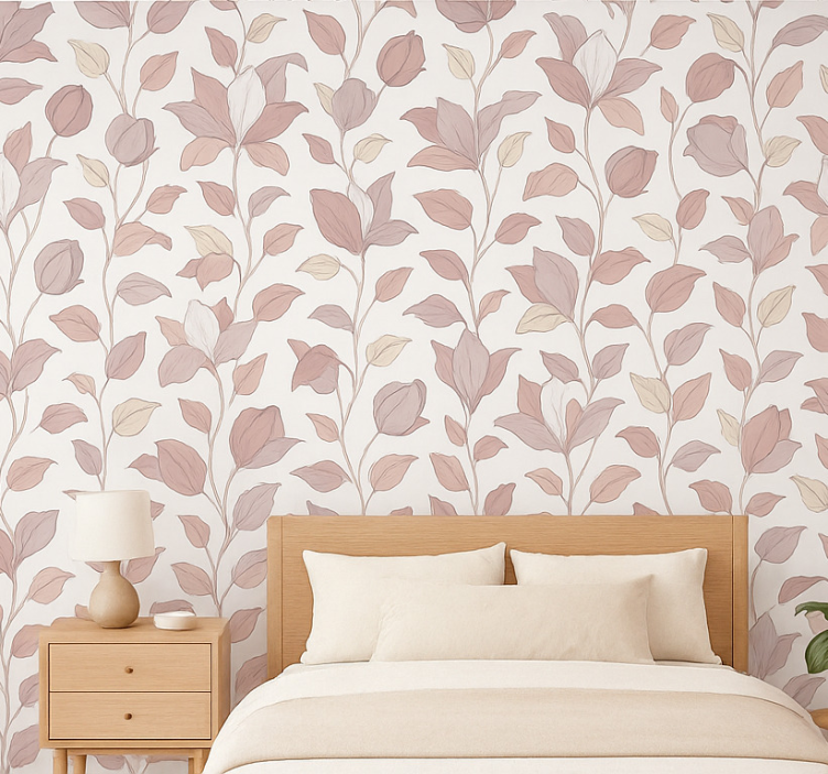 Papel pintado dormitorio matrimonio floral rosa - TenVinilo