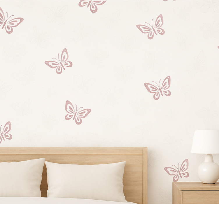 Papel pintado dormitorio matrimonio mariposa juguetona - TenVinilo