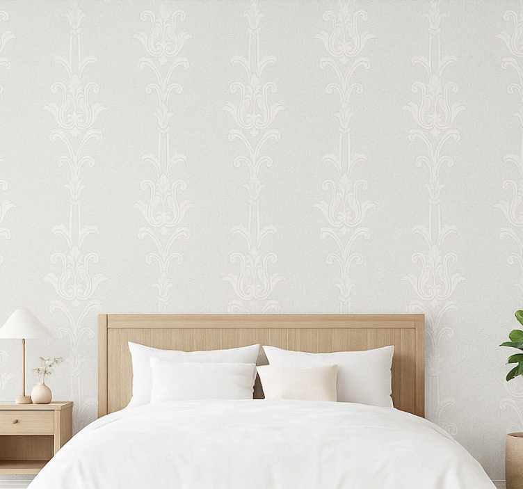 Papel pintado dormitorio matrimonio panel blanco - TenVinilo