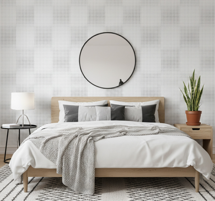 Papel pintado dormitorio matrimonio puntos y líneas - TenVinilo