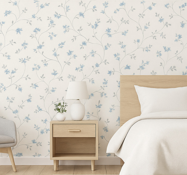Papel pintado dormitorio matrimonio sendero azul clásico - TenVinilo