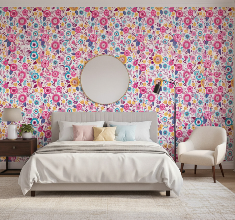 Papel pintado dormitorio motivación botánica vibrante - TenVinilo