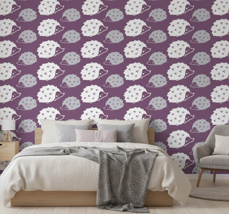 Papel pintado dormitorio motivo de erizos adorables - TenVinilo