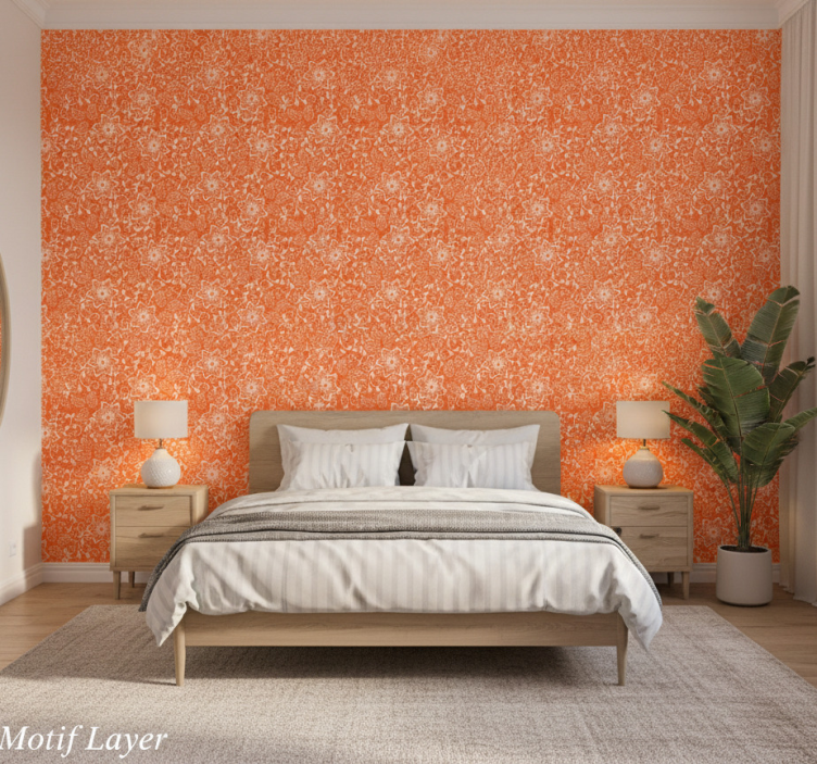 Papel pintado dormitorio motivo floral en capas - TenVinilo