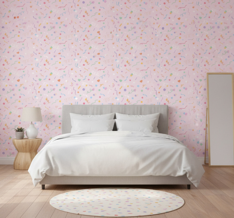 Papel pintado dormitorio patrón de confeti pastel lindo - TenVinilo