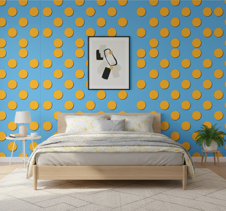 Papel pintado dormitorio patrón de puntos retro - TenVinilo