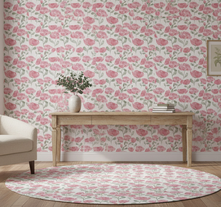 Papel pintado dormitorio patrón de rosas vintage natural - TenVinilo