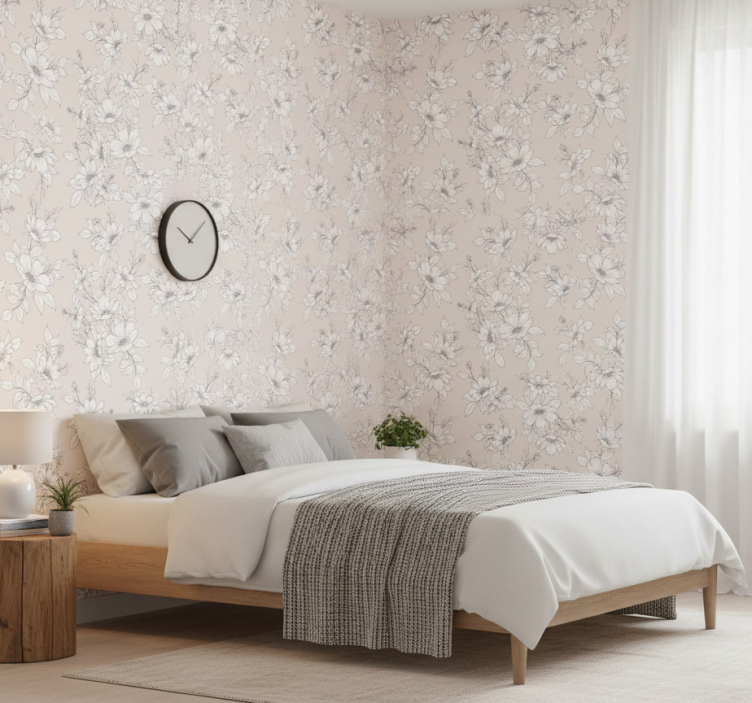 Papel pintado dormitorio patrón nórdico salvaje y elegante - TenVinilo
