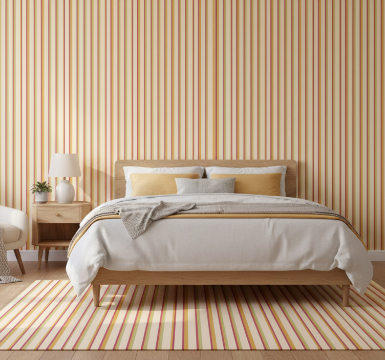 Papel pintado dormitorio patrón rayas retro pastel - TenVinilo