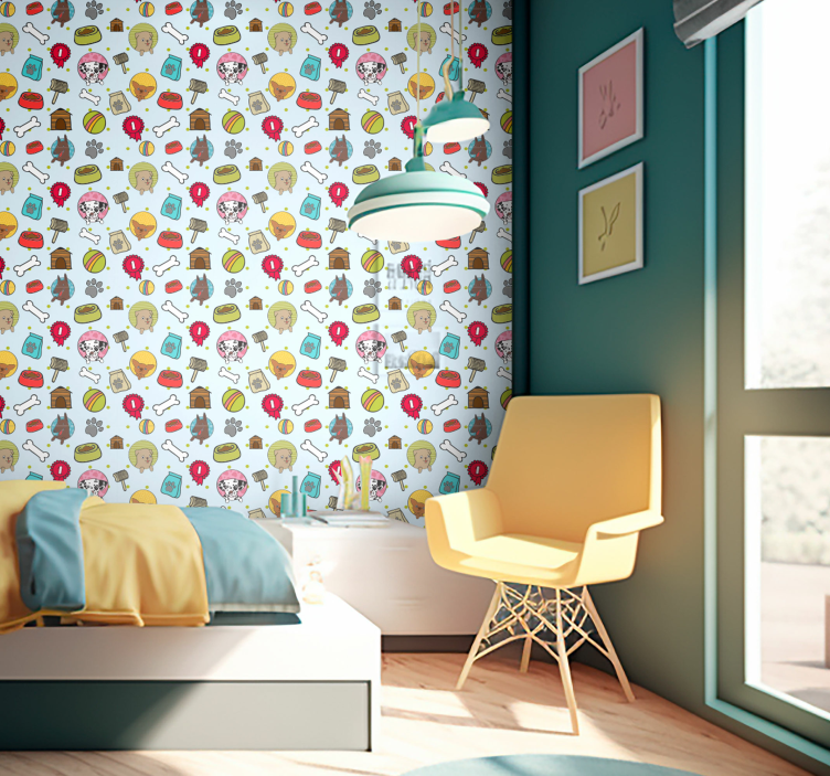 Papel pintado perros Símbolos de cachorro de perro lindo - TenVinilo