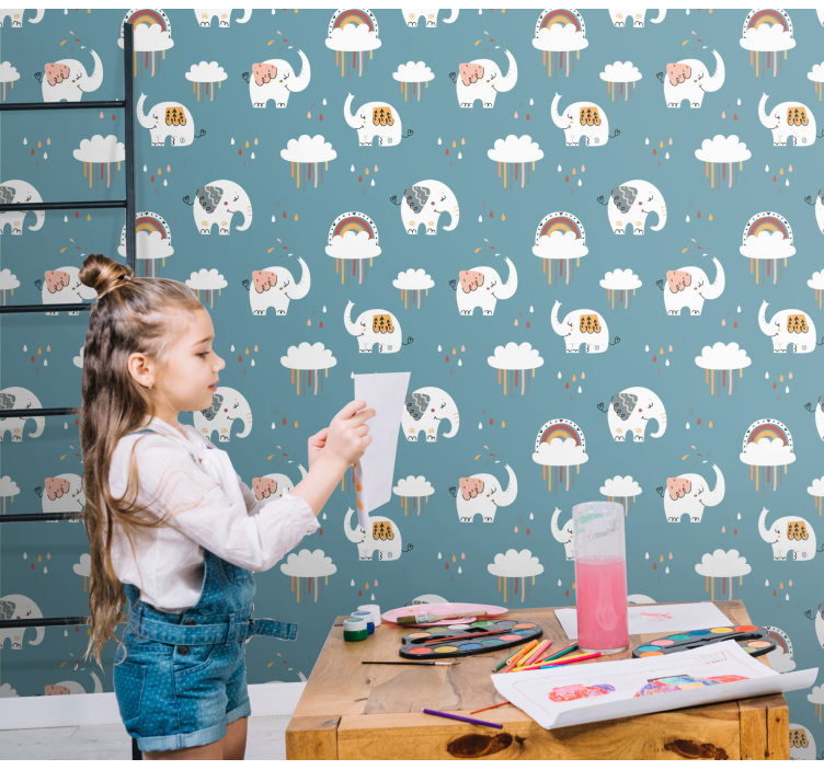 Papel pintado elefantes desfile de elefantes juguetones - TenVinilo