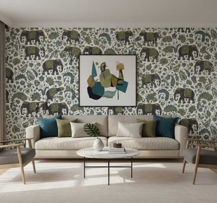 Papel pintado elefantes patrón de elefantes realista - TenVinilo