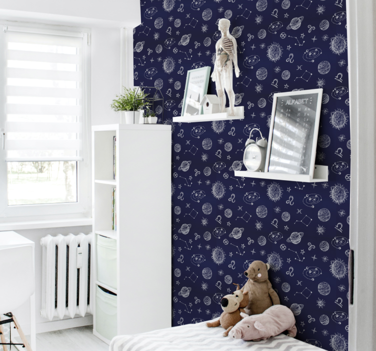 Papel pintado estrellas diseño de símbolos cósmicos - TenVinilo