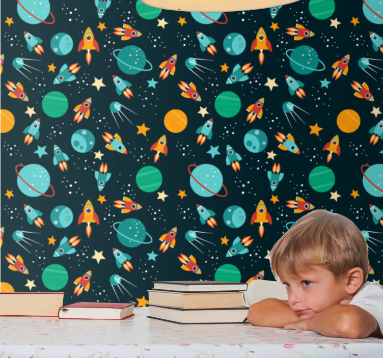 Papel pintado estrellas escena de exploración espacial - TenVinilo