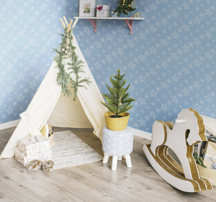 Papel pintado estrellas patrón de niño azul - TenVinilo