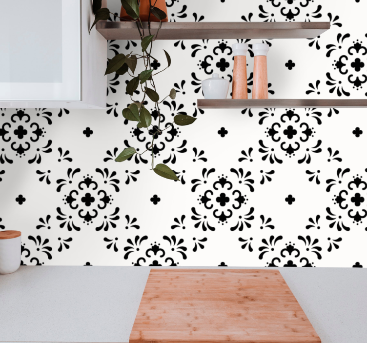 Papel pintado floral adorno tradicional - TenVinilo