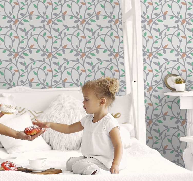 Papel pintado flores dispersión floral retro - TenVinilo