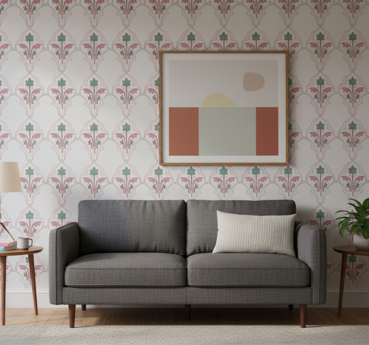 Papel pintado floral diseño floral formalizado - TenVinilo