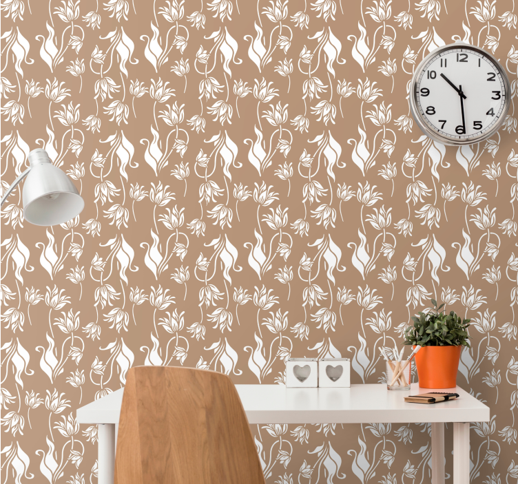 Papel pintado floral elegante expositor beige - TenVinilo