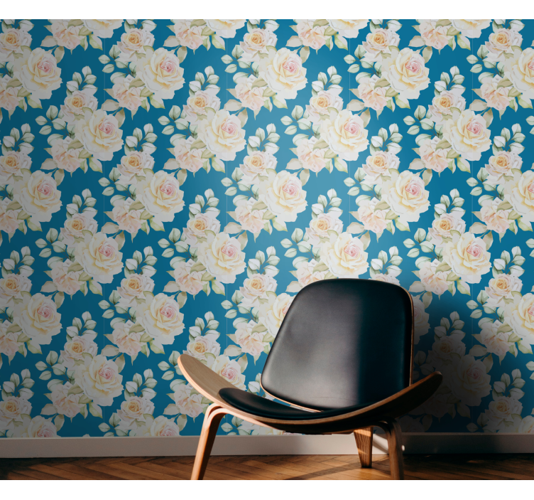 Papel pintado floral elegantes rosas florales - TenVinilo