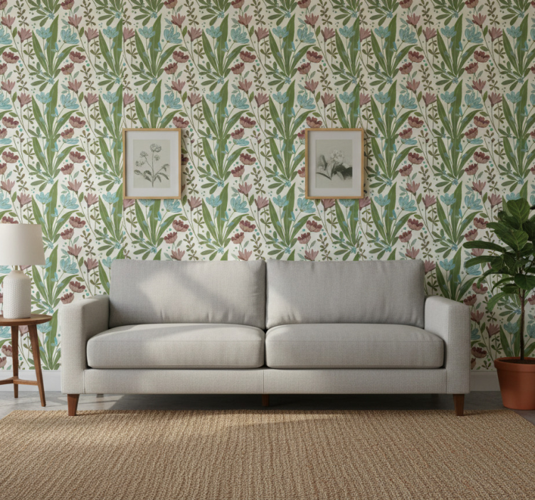 Papel pintado floral estilo vintage romántico - TenVinilo