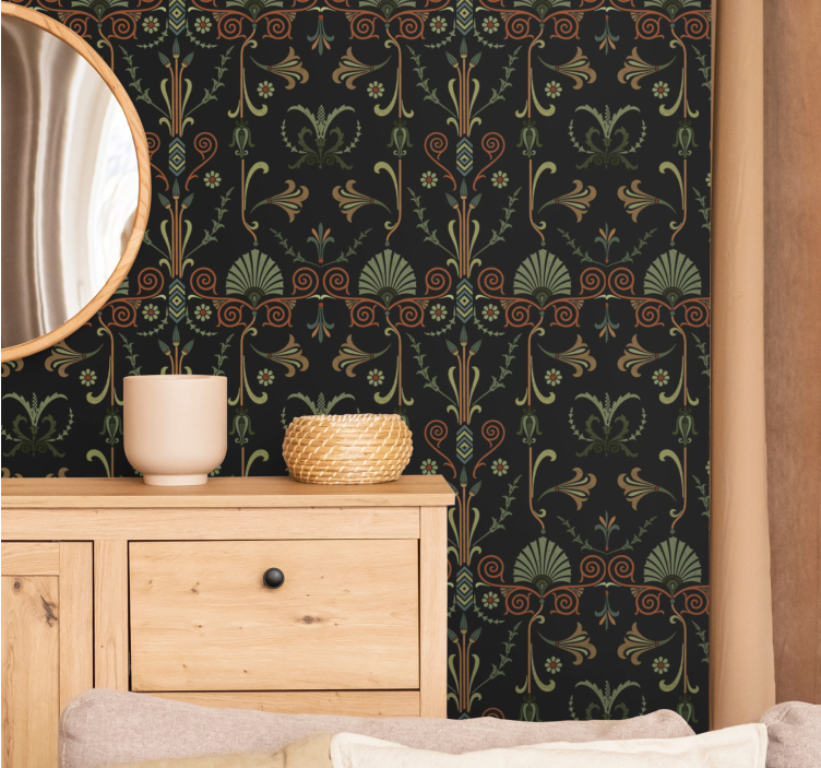 Papel pintado floral patrón botánico elegante - TenVinilo