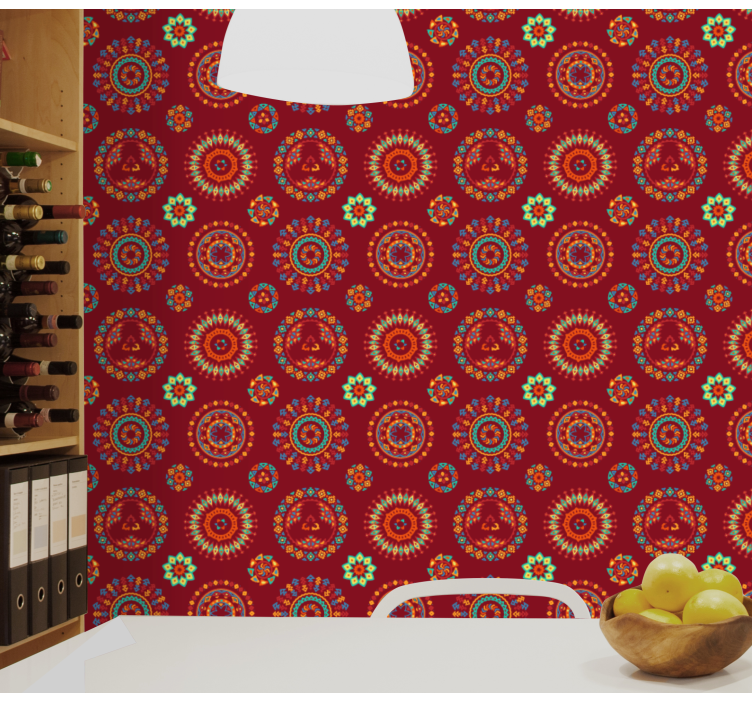 Papel pintado floral patrón de mandala adornado - TenVinilo