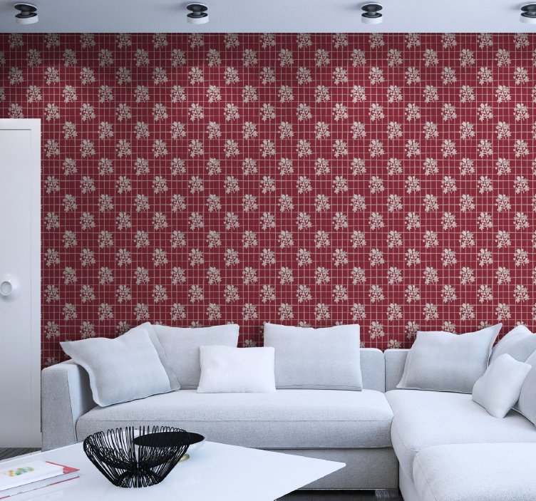 Papel pintado floral patrón de mosaico de flores - TenVinilo