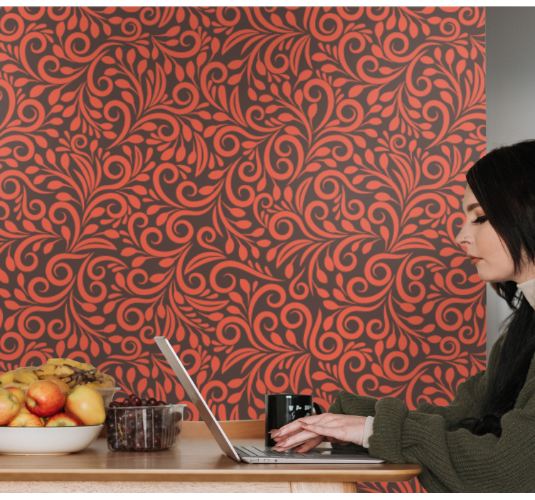 Papel pintado floral remolinos adornados - TenVinilo