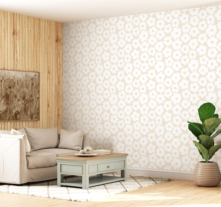 Papel pintado flores amapola blanca - TenVinilo