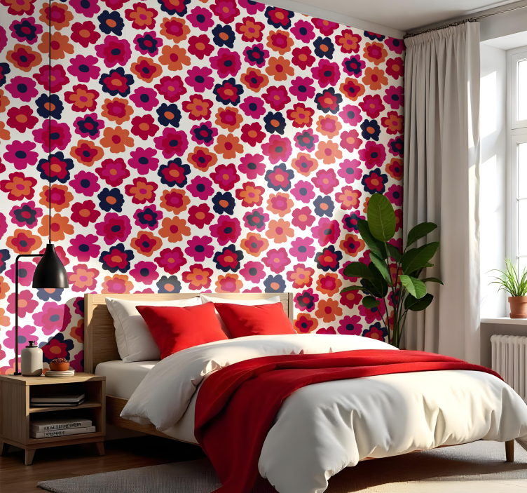 Papel pintado flores amapola roja - TenVinilo