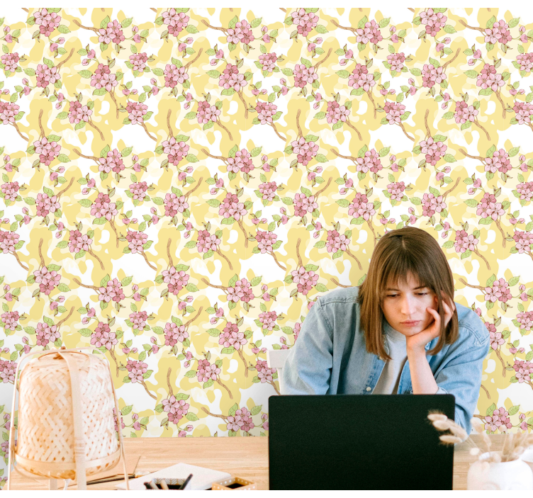 Papel pintado flores cascada floral - TenVinilo