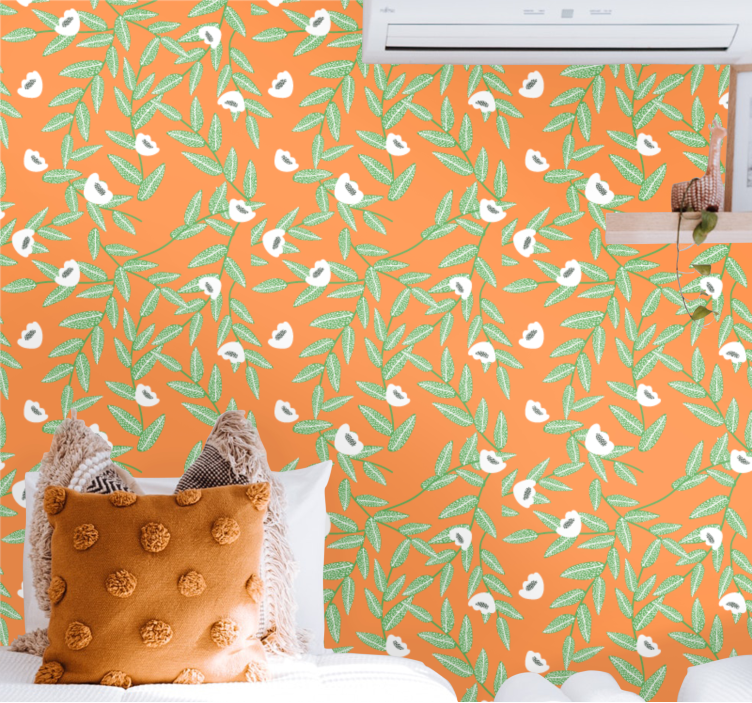 Papel pintado flores composición botánica de las hojas - TenVinilo