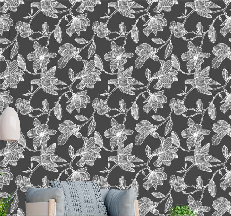 Papel pintado flores composición de flores marrones - TenVinilo