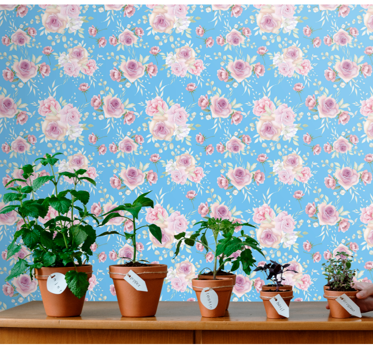 Papel pintado flores conjunto de arreglos florales - TenVinilo