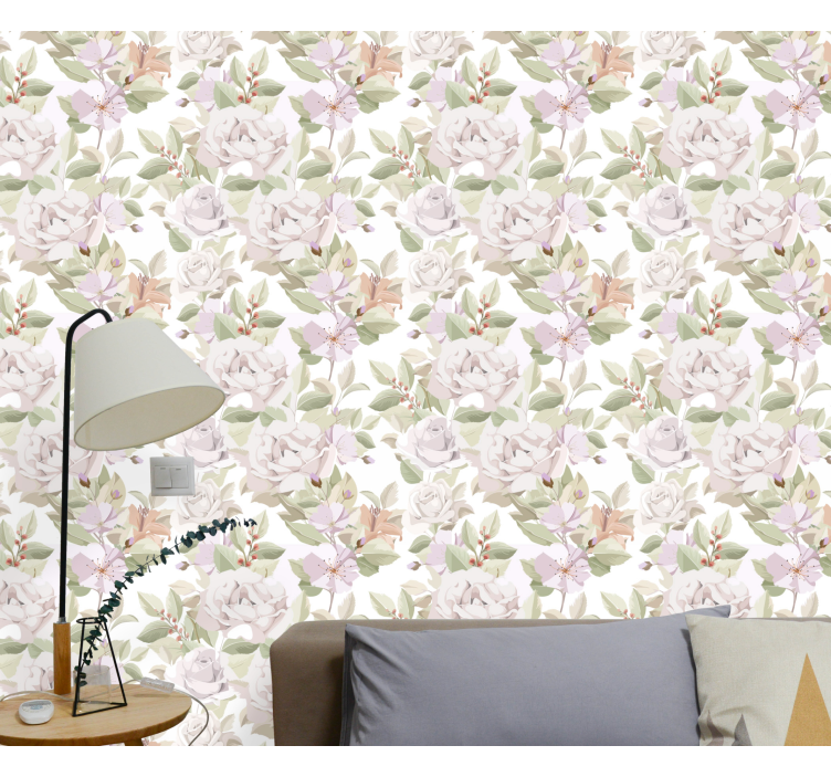 Papel pintado flores conjunto floral elegante - TenVinilo