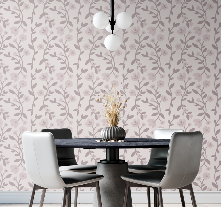 Papel pintado flores elegantes siluetas florales - TenVinilo