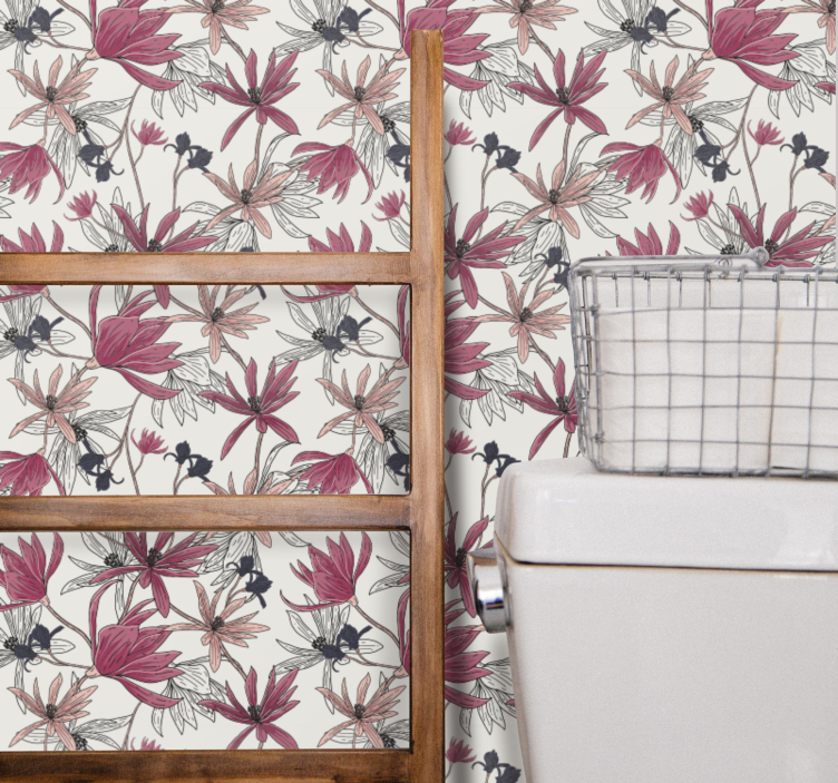 Papel pintado flores exhibición botánica floral - TenVinilo