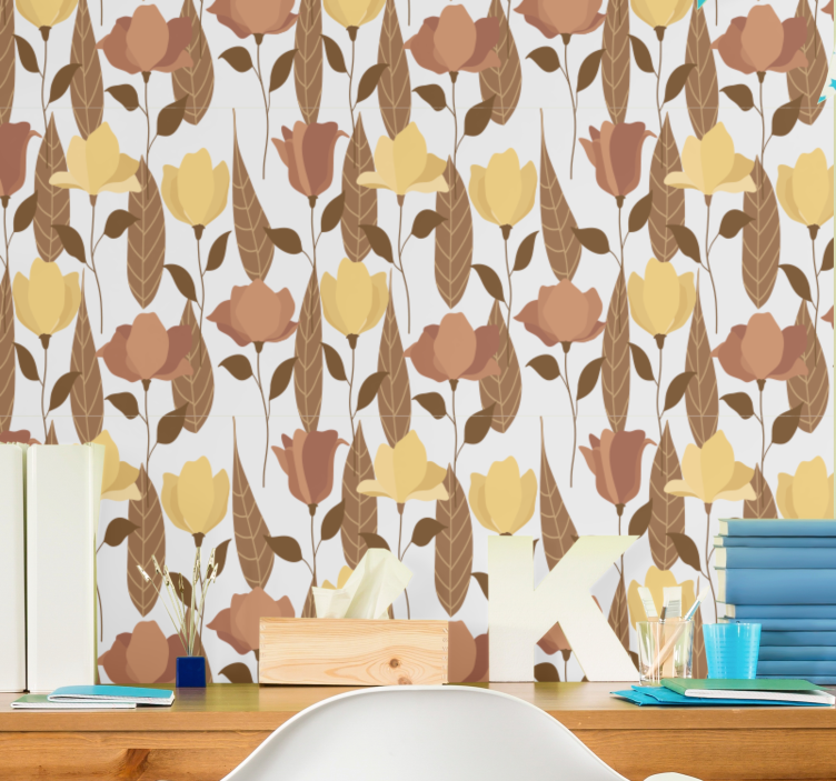 Papel pintado flores exhibición de arreglos florales - TenVinilo