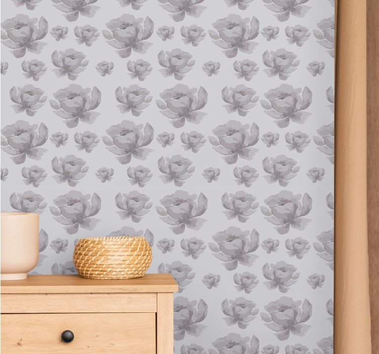 Papel pintado flores florales monocromas - TenVinilo