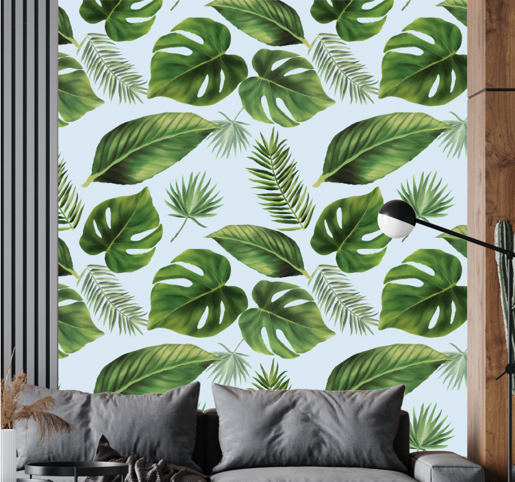 Papel pintado hojas follaje verde exuberante - TenVinilo