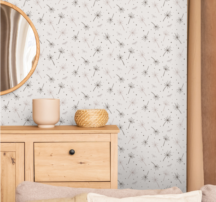 Papel pintado flores inspiración de diente de león gris - TenVinilo