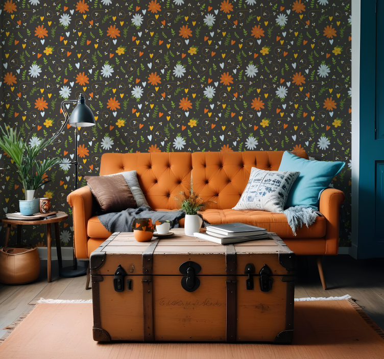 Papel pintado flores motivo floral de alegría - TenVinilo