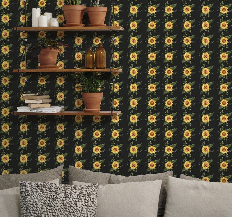 Papel pintado flores motivo floral soleado - TenVinilo