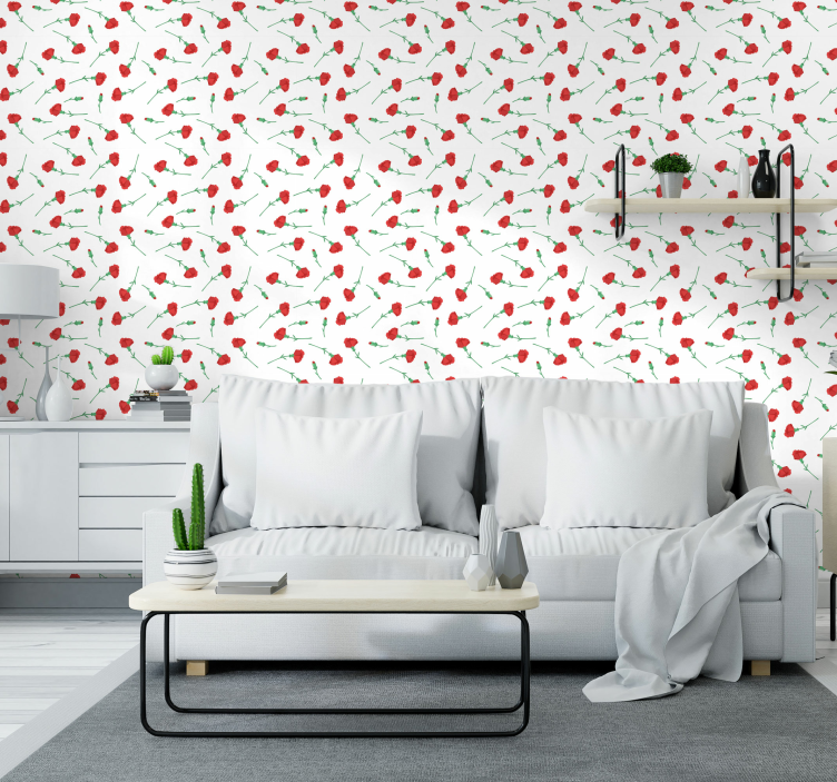 Papel pintad de flores con patrón de claveles - TenVinilo