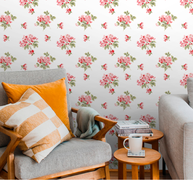 Papel pintado flores patrón de arreglos vintage - TenVinilo